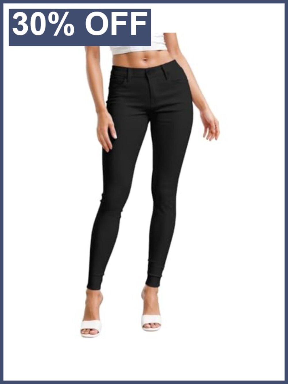 Hyper Ultra Stretch Skinny Leg Work Casual Pants Mid Rise 5 Pocket